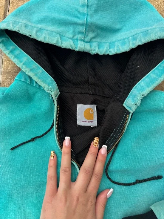 Carhartt Teal Hooded Work Jacket - Zip Front - Picture 3 of 3